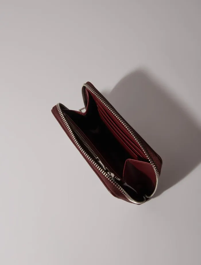 Small Leather Goods Women Maje Crackled Leather Wallet Burgundy