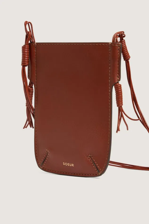 Small Leather Goods Women Soeur AMAURY PHONE HOLDER Mahogany