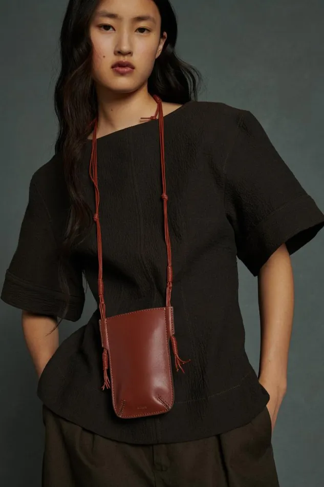 Small Leather Goods Women Soeur AMAURY PHONE HOLDER Mahogany