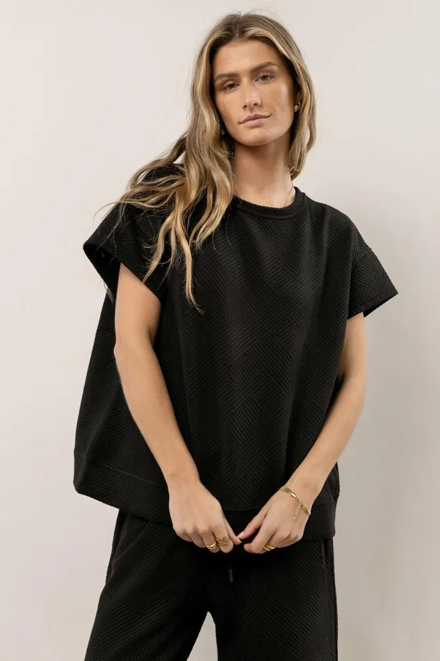 Sonia Top In Black Black Women Bohme Tees and Tanks