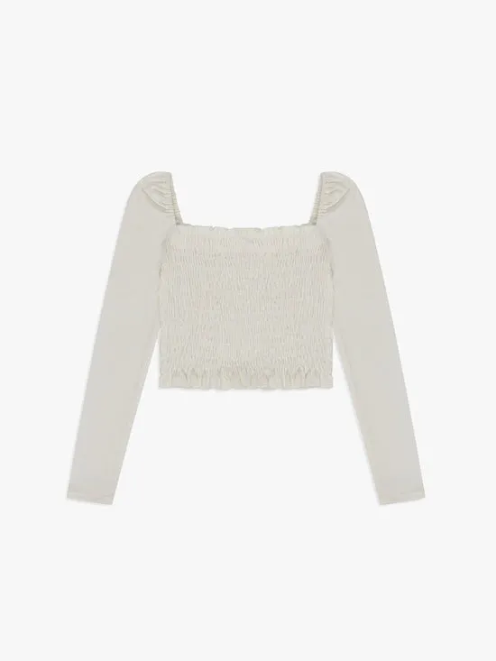 Sophie Smocked Longsleeve Ivory Tops Lisa Says Gah Women