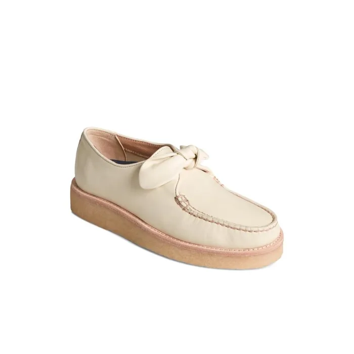 Sperry Captain x27 s Crepe Bow Oxford Bone Women Oxfords and Loafers