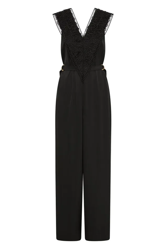 Spirit Belted Jumpsuit Black Women Aje Jumpsuits 038 Playsuits