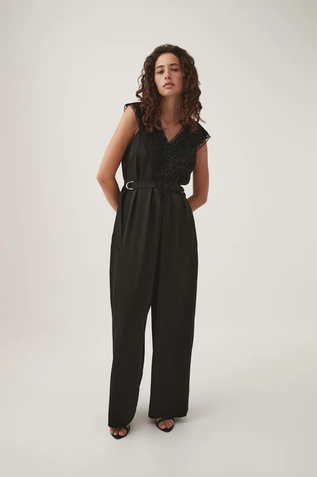 Spirit Belted Jumpsuit Black Women Aje Jumpsuits 038 Playsuits