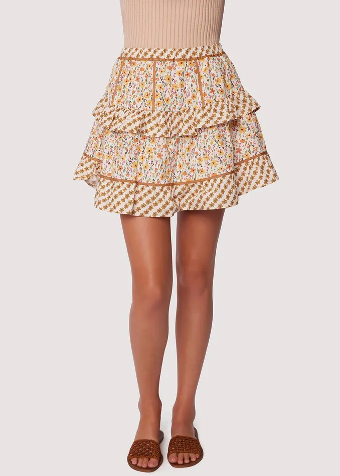 Spring Sunrise Skirt Yellowmultifloral Women Lost Wander Skirts