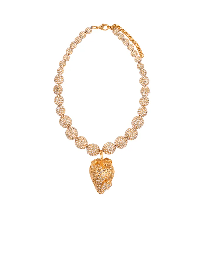 Strawberry Metal And Rhinestone Necklace Gold Women Balmain Fashion Jewelry