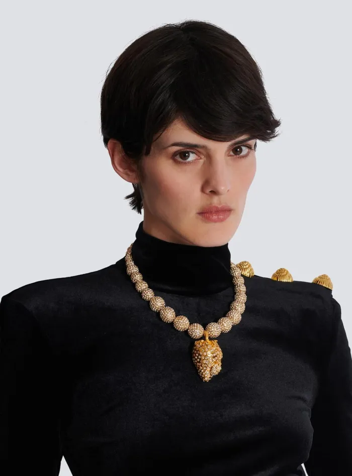 Strawberry Metal And Rhinestone Necklace Gold Women Balmain Fashion Jewelry