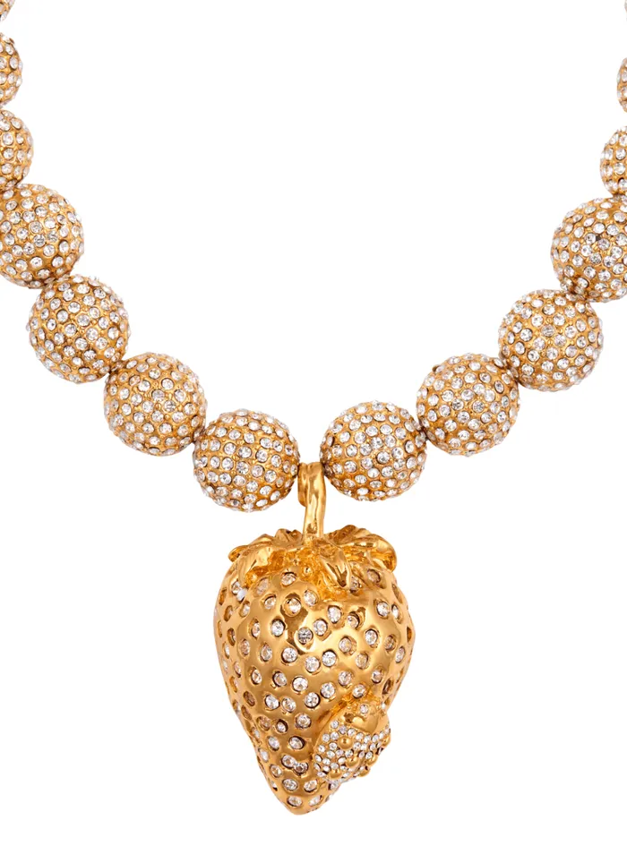 Strawberry Metal And Rhinestone Necklace Gold Women Balmain Fashion Jewelry