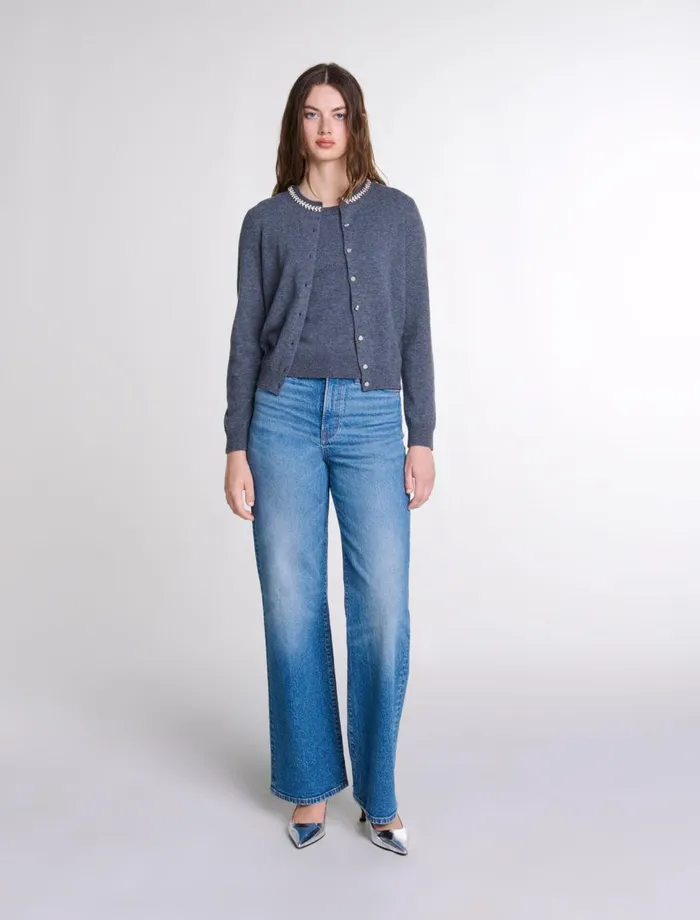 Sweaters and Cardigans Women Maje 2In1 Cashmere Cardigan Anthracite