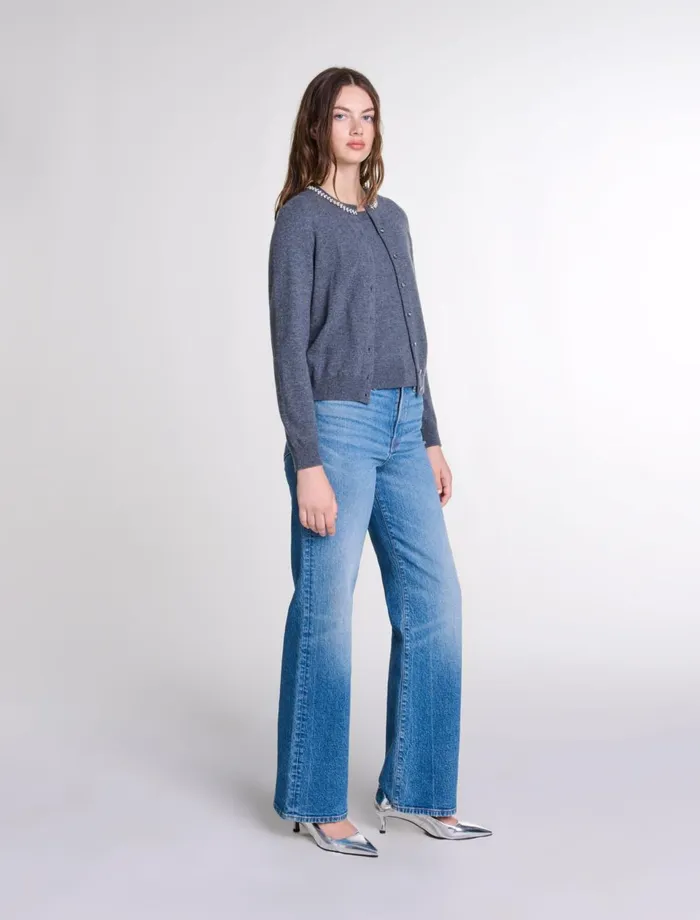 Sweaters and Cardigans Women Maje 2In1 Cashmere Cardigan Anthracite