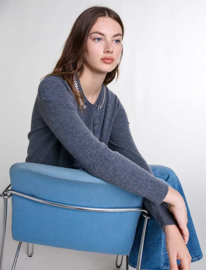 Sweaters and Cardigans Women Maje 2In1 Cashmere Cardigan Anthracite
