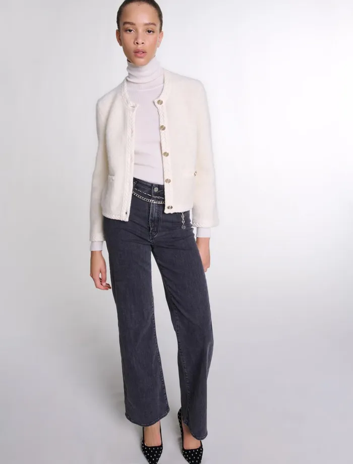 Sweaters and Cardigans Women Maje Knit Cardigan Ecru