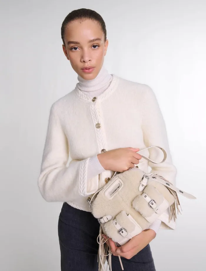 Sweaters and Cardigans Women Maje Knit Cardigan Ecru