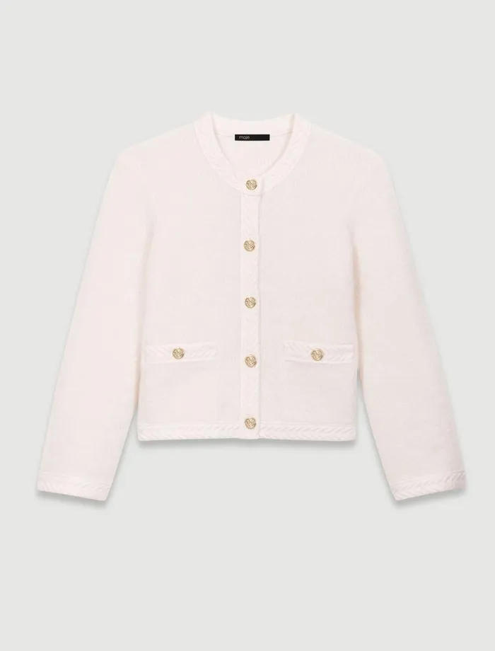 Sweaters and Cardigans Women Maje Knit Cardigan Ecru