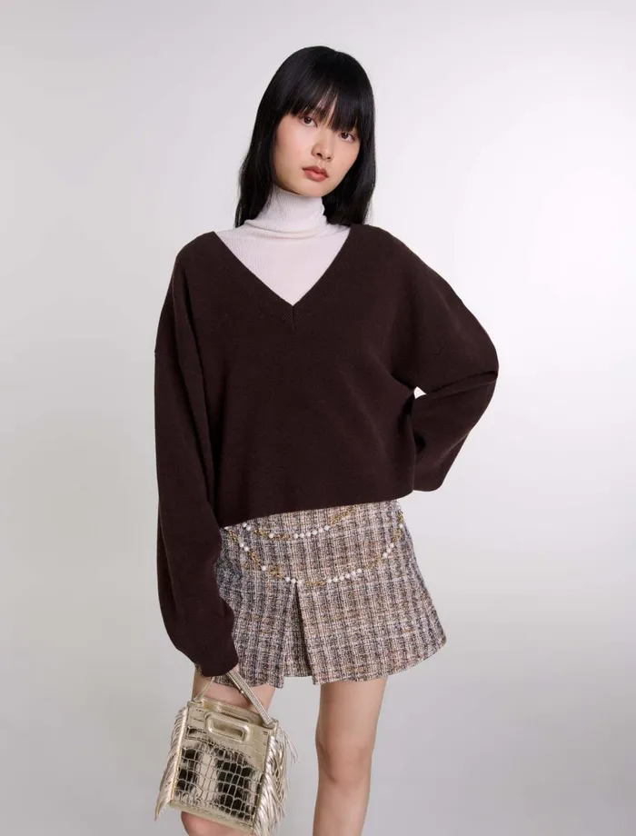Sweaters and Cardigans Women Maje VNeck Jumper Brown