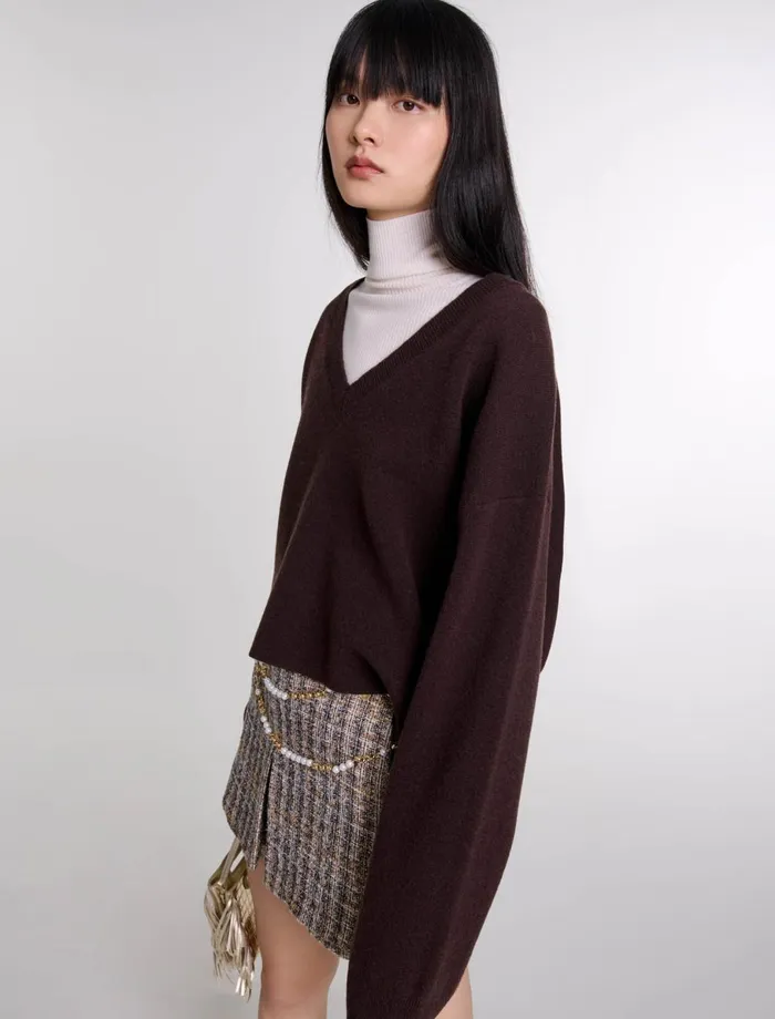 Sweaters and Cardigans Women Maje VNeck Jumper Brown