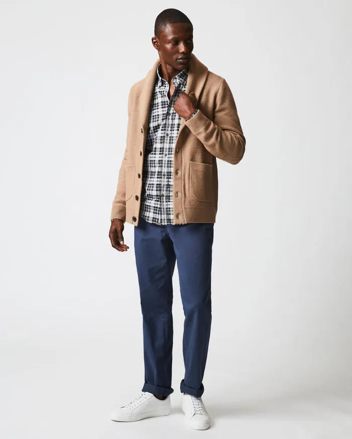 Sweaters and Sweatshirts Men Billy Reid Collegiate Cardigan Camel Heather