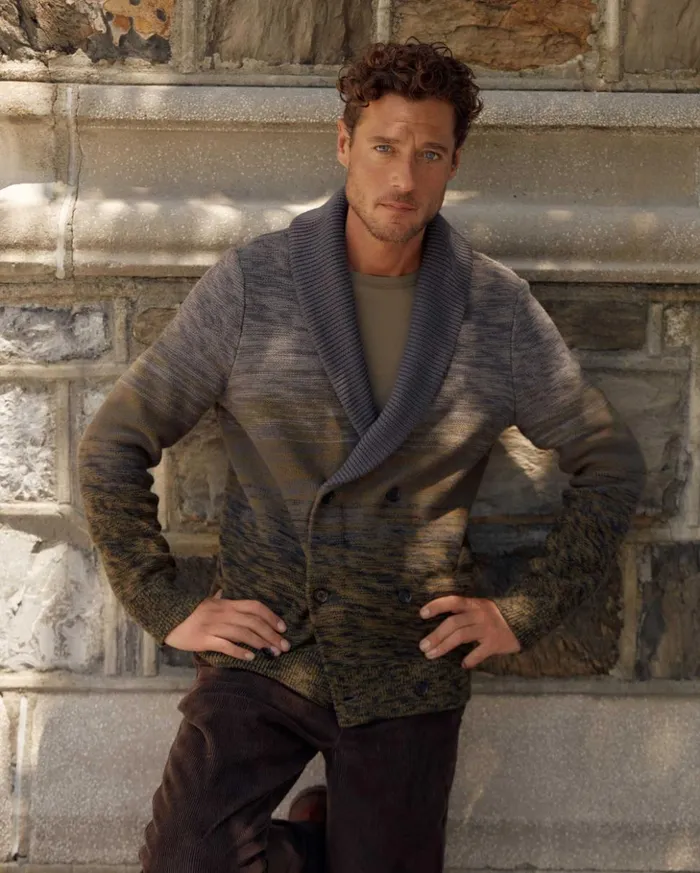 Sweaters and Sweatshirts Men Billy Reid Gradient Stripe Cardigan Olivecharcoal