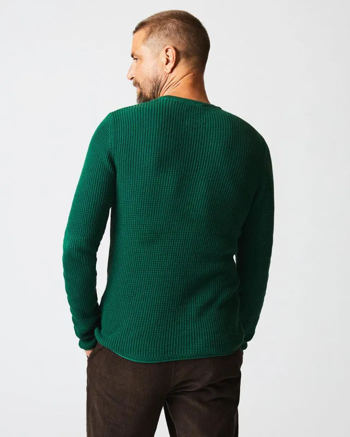 Sweaters and Sweatshirts Men Billy Reid Mini Waffle Crew Emerald