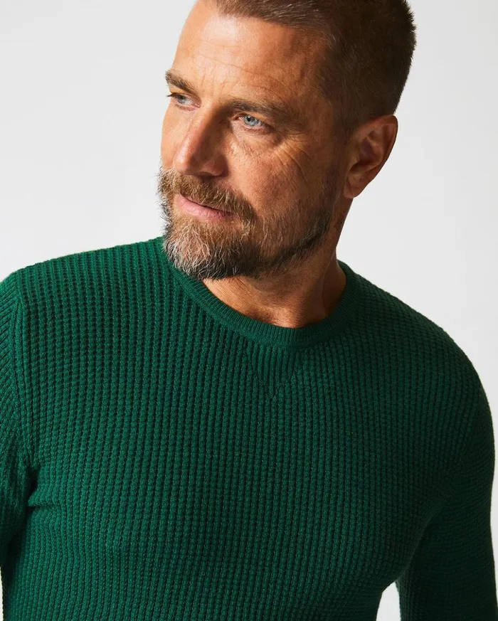 Sweaters and Sweatshirts Men Billy Reid Mini Waffle Crew Emerald