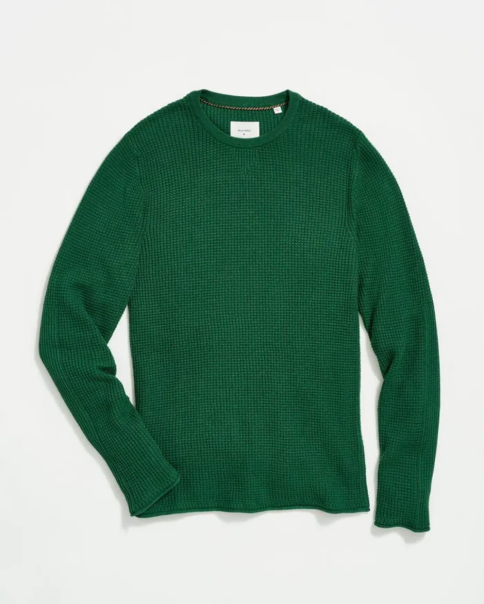 Sweaters and Sweatshirts Men Billy Reid Mini Waffle Crew Emerald