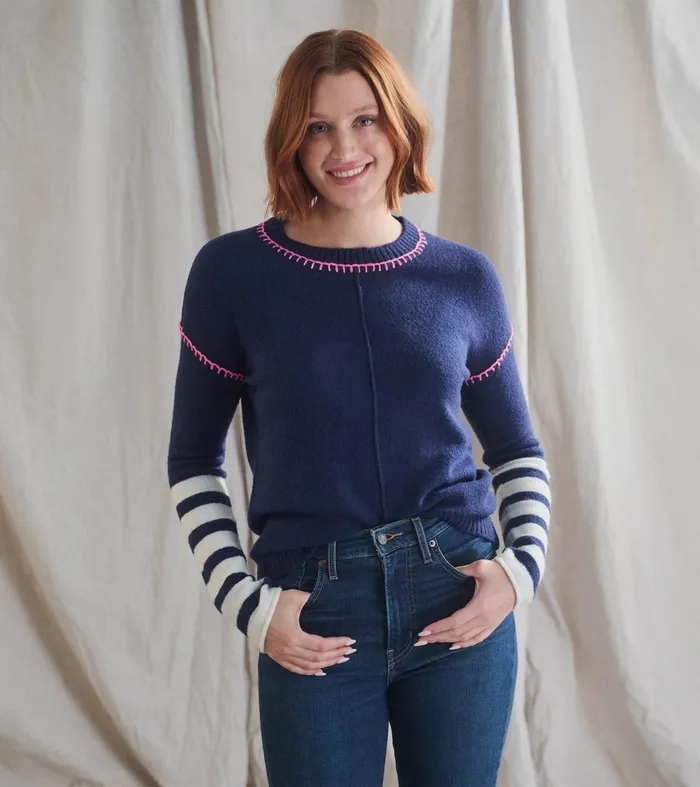 Sweaters Women Hatley Avery Sweater 8211 Navy Stripes