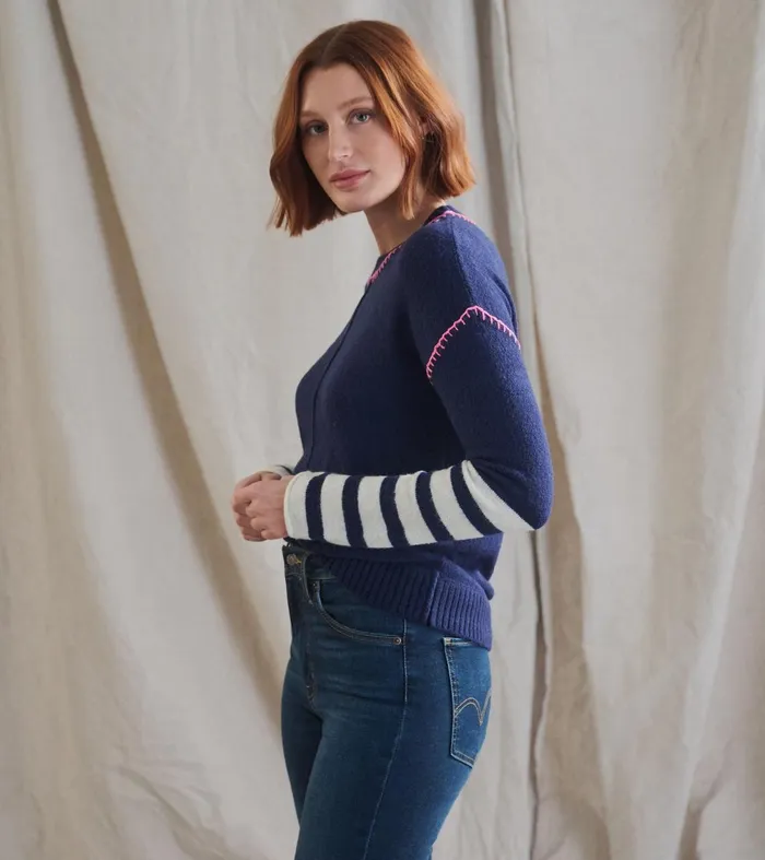 Sweaters Women Hatley Avery Sweater 8211 Navy Stripes