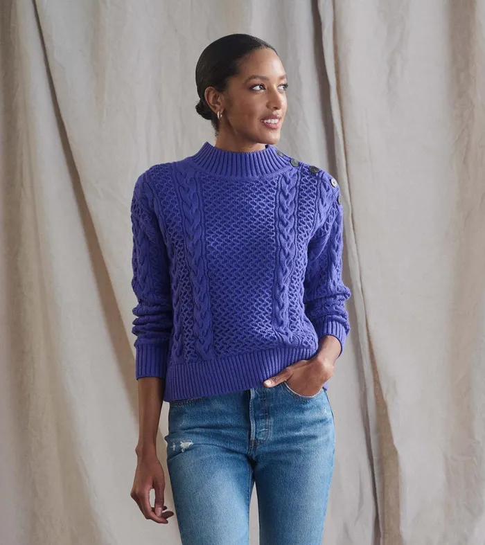 Sweaters Women Hatley Button Neck Sweater 8211 Ultra Violet