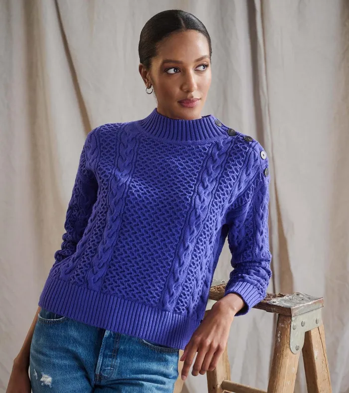 Sweaters Women Hatley Button Neck Sweater 8211 Ultra Violet