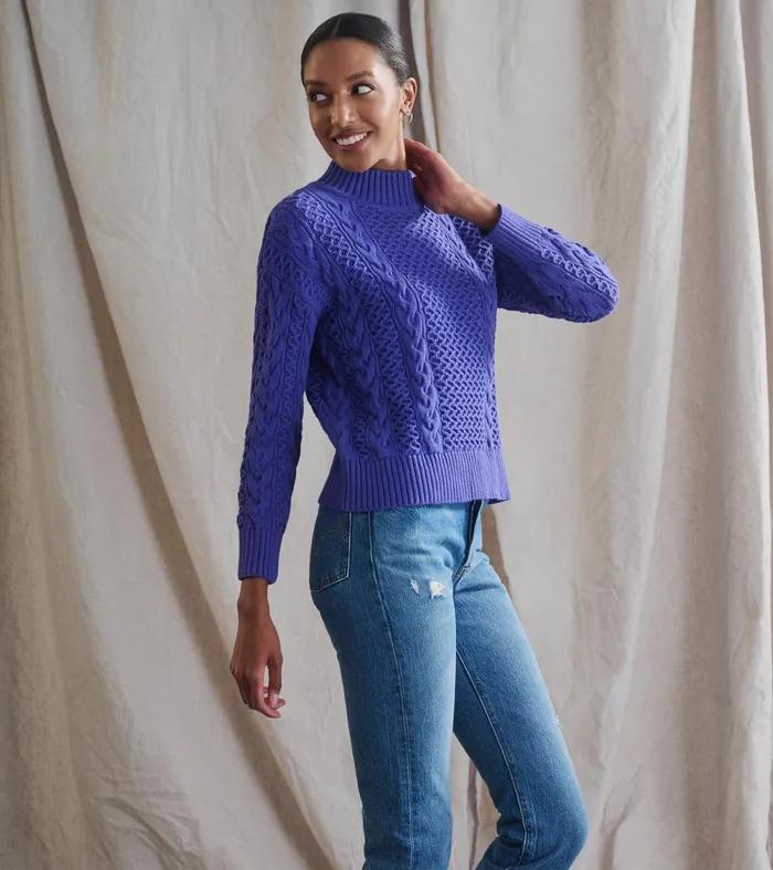 Sweaters Women Hatley Button Neck Sweater 8211 Ultra Violet