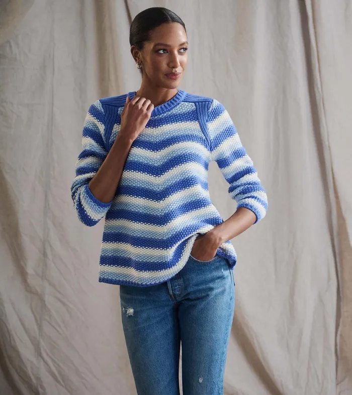Sweaters Women Hatley Chevron Swing Sweater 8211 Navy Blue
