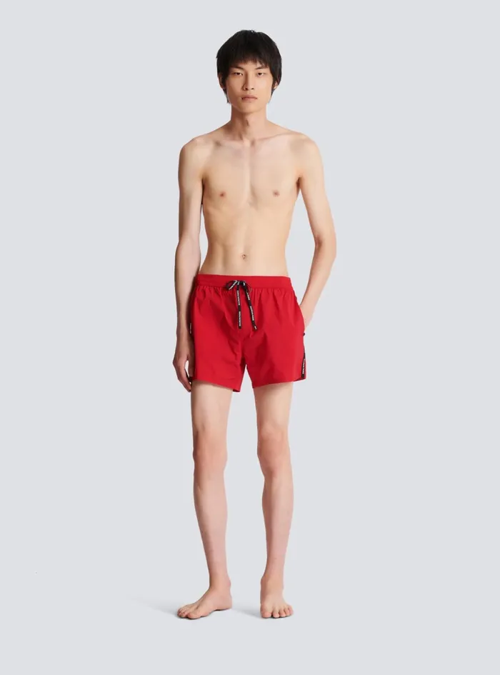 Swim Shorts Red Men Balmain Swimwear