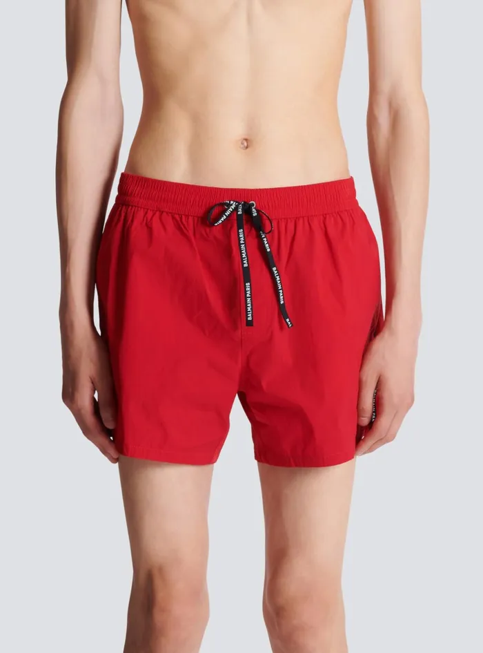 Swim Shorts Red Men Balmain Swimwear
