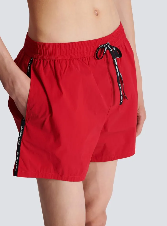 Swim Shorts Red Men Balmain Swimwear