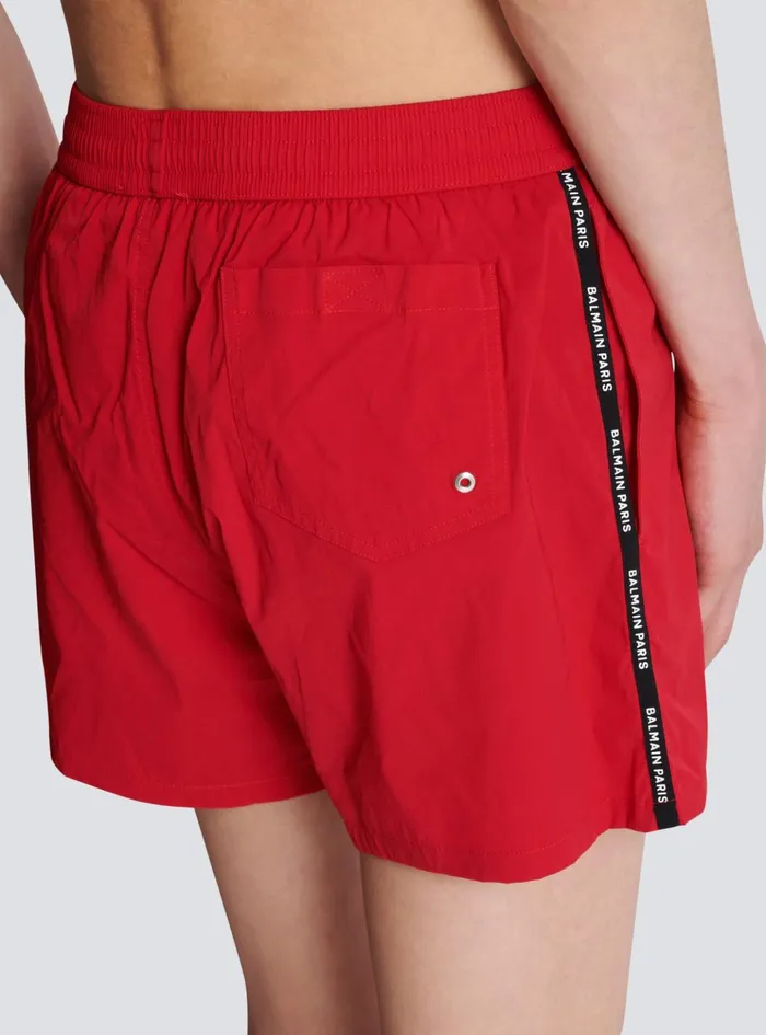 Swim Shorts Red Men Balmain Swimwear