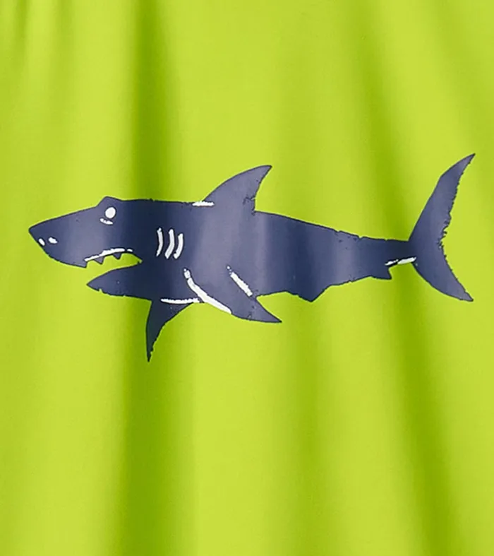 Swimwear Boys Hatley Boys Lime Green Shark Short Sleeve Rashguard