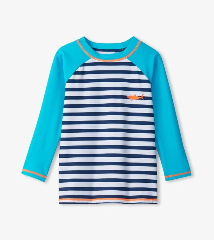 Swimwear Boys Hatley Boys Shark Stripes Long Sleeve Rashguard