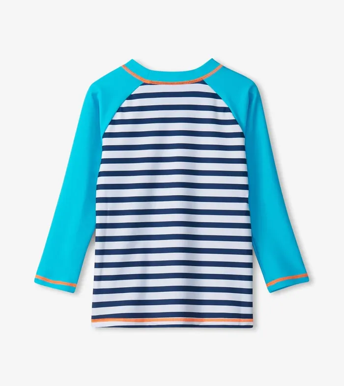 Swimwear Boys Hatley Boys Shark Stripes Long Sleeve Rashguard