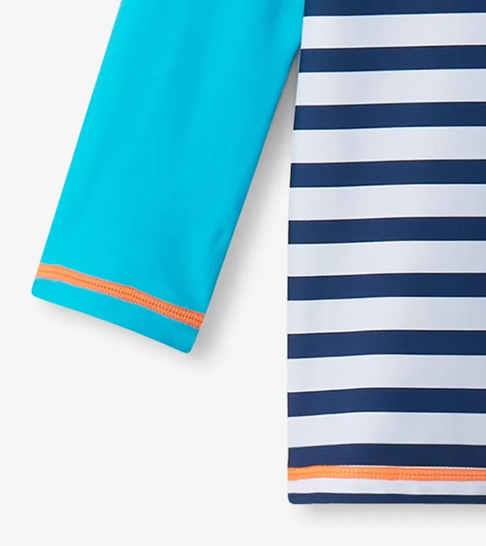 Swimwear Boys Hatley Boys Shark Stripes Long Sleeve Rashguard