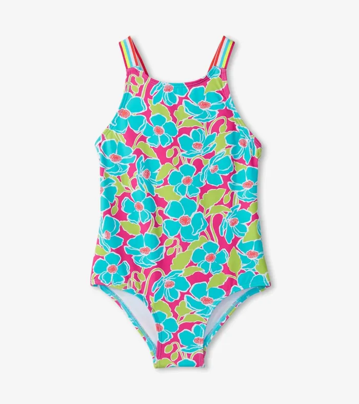 Swimwear Girls Hatley Girls Floating Poppies OnePiece Swimsuit