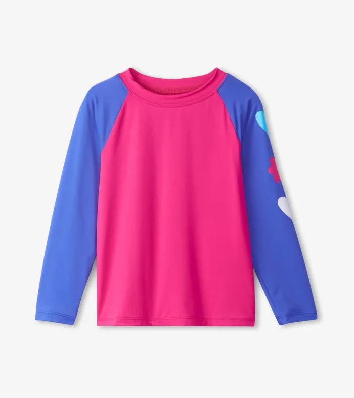 Swimwear Girls Hatley Girls Fuschia Purple Long Sleeve Rashguard