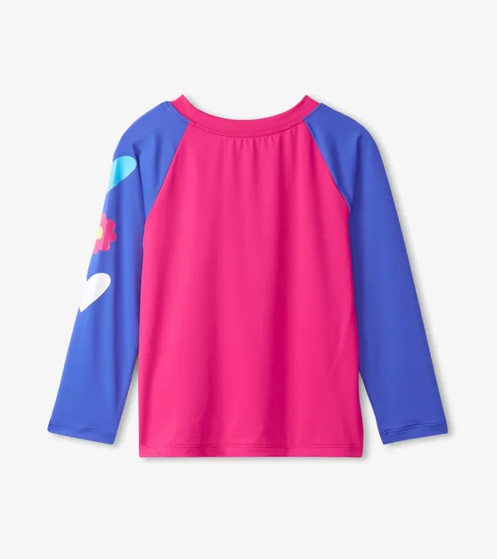 Swimwear Girls Hatley Girls Fuschia Purple Long Sleeve Rashguard