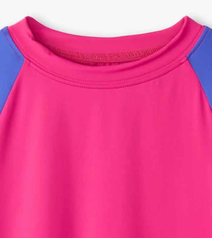 Swimwear Girls Hatley Girls Fuschia Purple Long Sleeve Rashguard