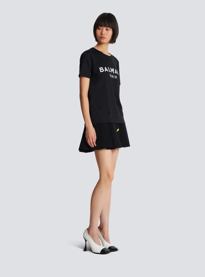 Tshirt With Paris Print Black Women Balmain TShirts