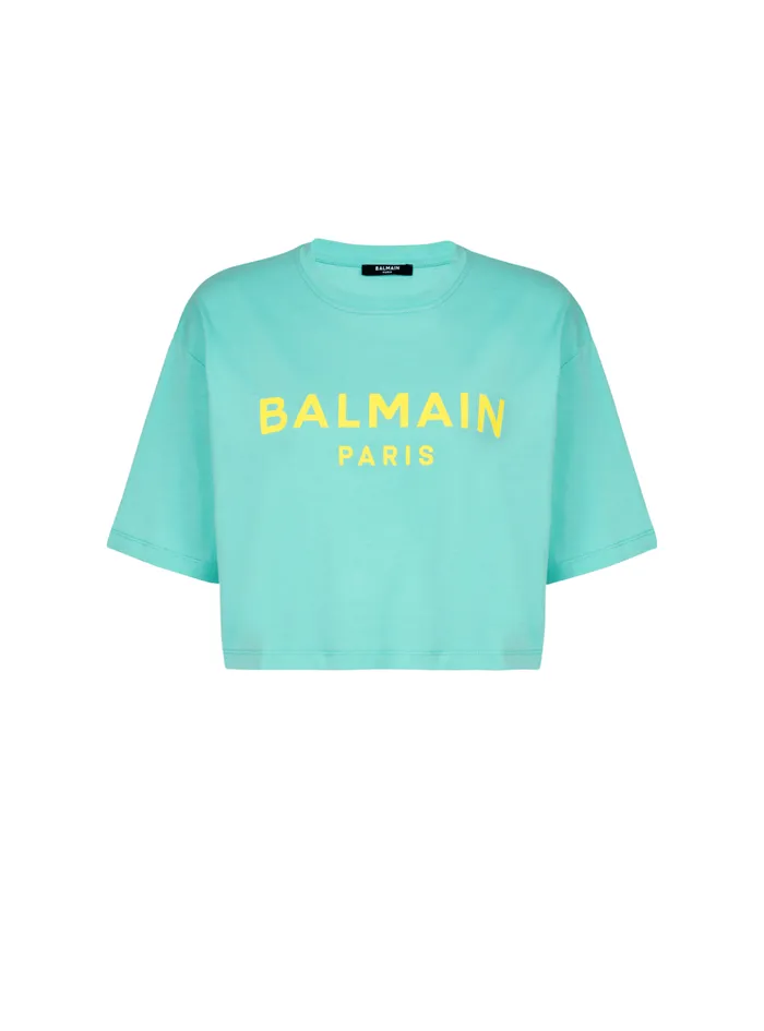 Tshirt With Paris Print Blue Women Balmain TShirts