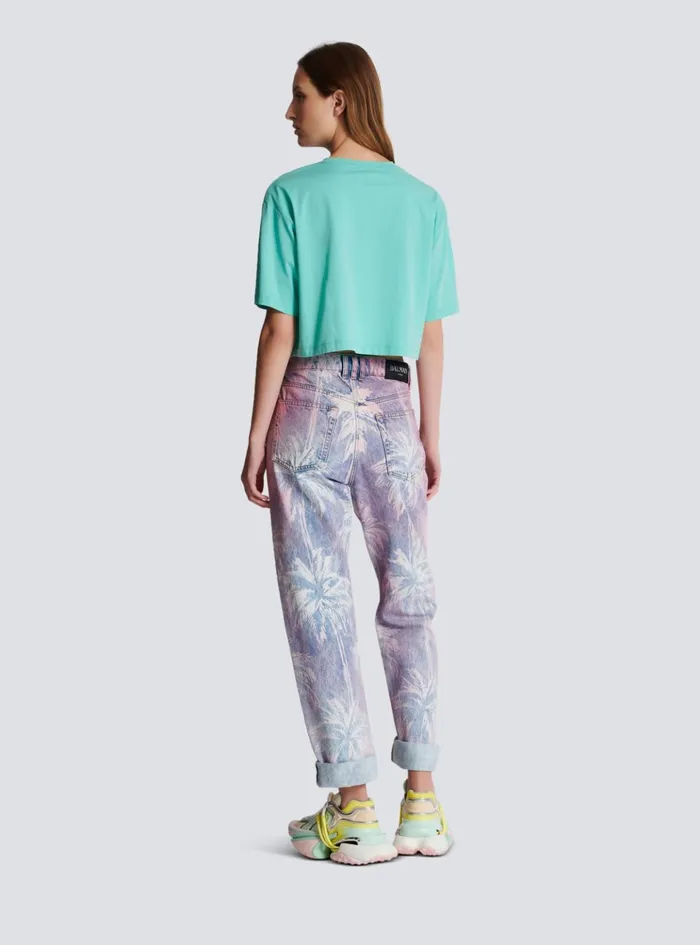 Tshirt With Paris Print Blue Women Balmain TShirts