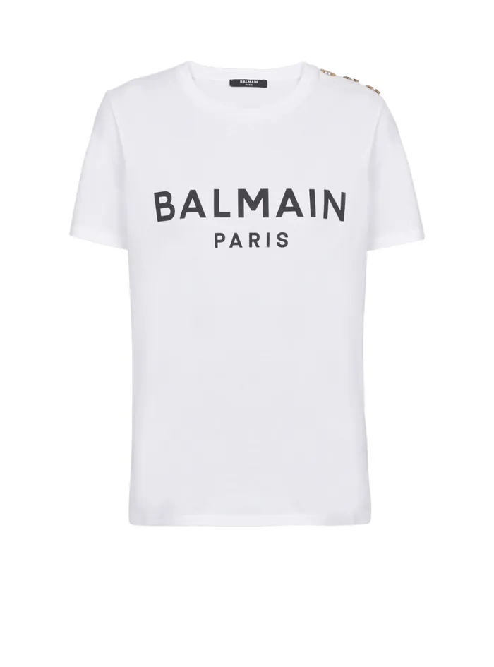 Tshirt With Paris Print White Women Balmain TShirts