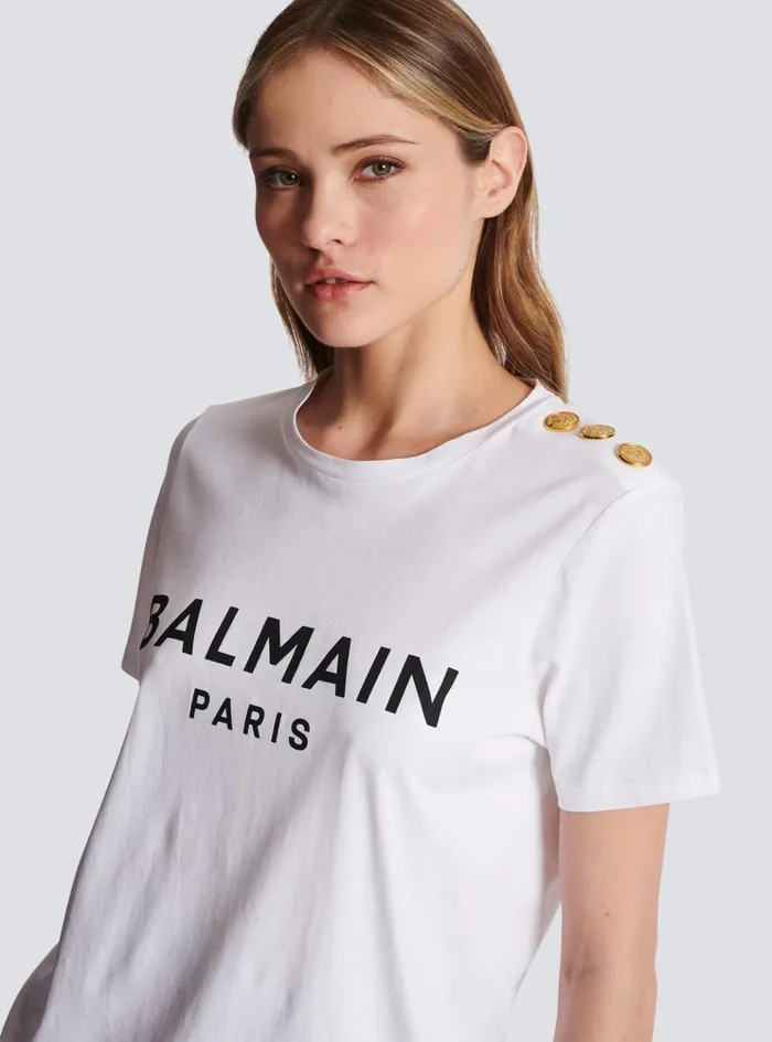 Tshirt With Paris Print White Women Balmain TShirts