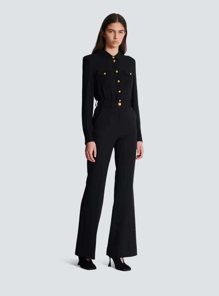 Tailored Grain De Poudre Trousers Black Women Balmain Trousers And Shorts