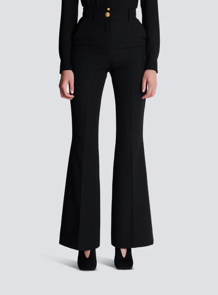 Tailored Grain De Poudre Trousers Black Women Balmain Trousers And Shorts